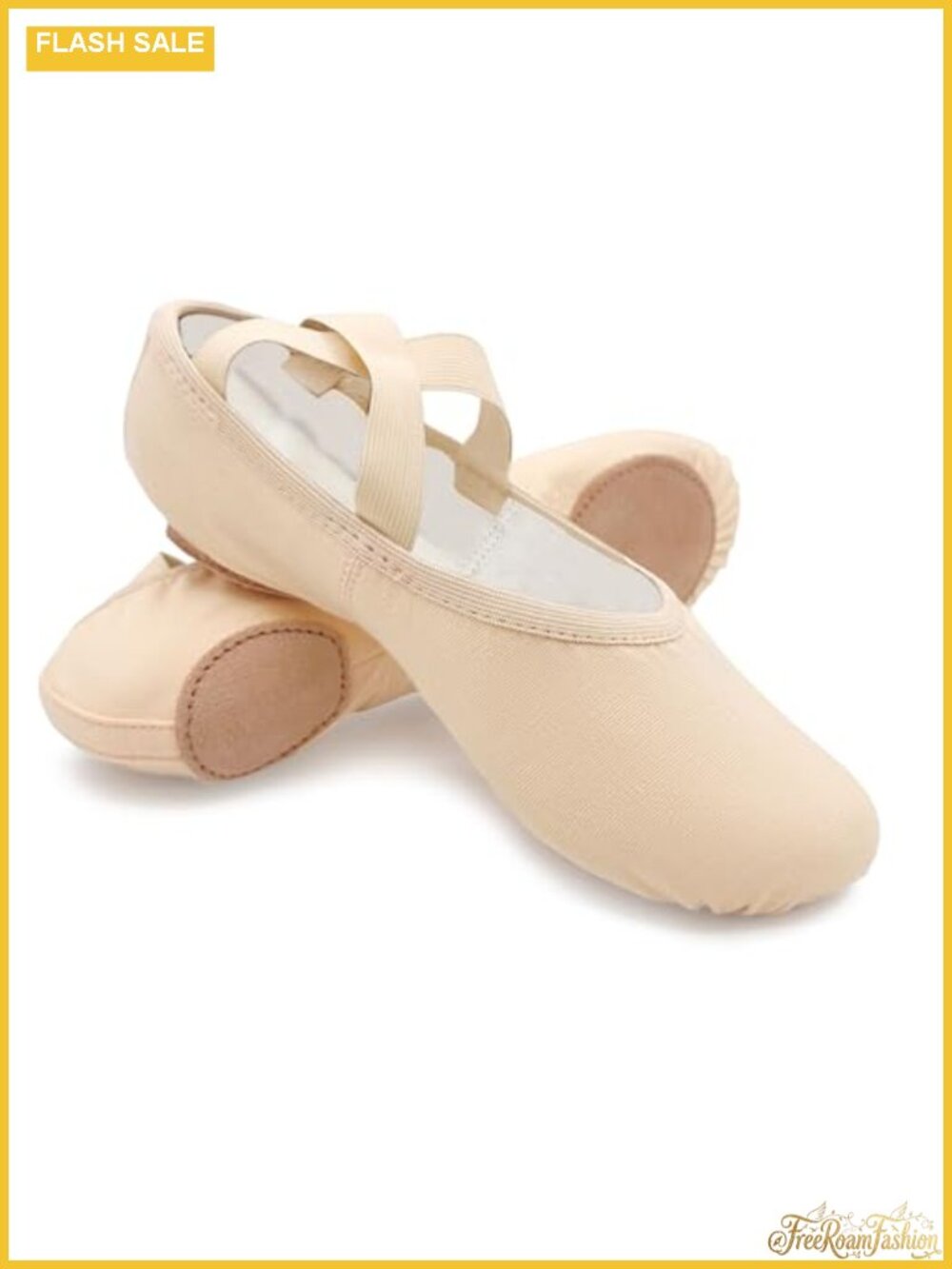Stretch Canvas Split Sole Ballet Shoes with Elasticized Binding